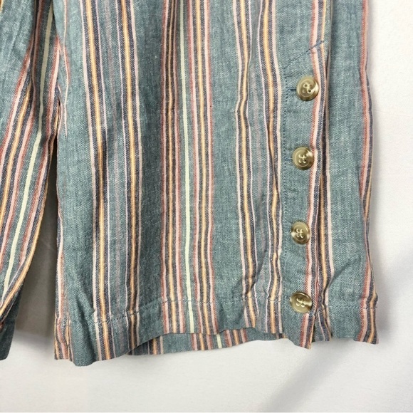 Madewell Houston Side Button Pull On Crop Pants Blue Rainbow Stripe S - Picture 7 of 8
